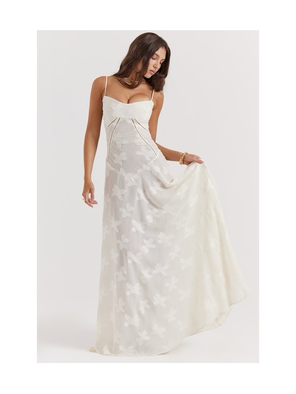 House of Cb SEREN
Vintage Cream Floral Lace Back Maxi Dress